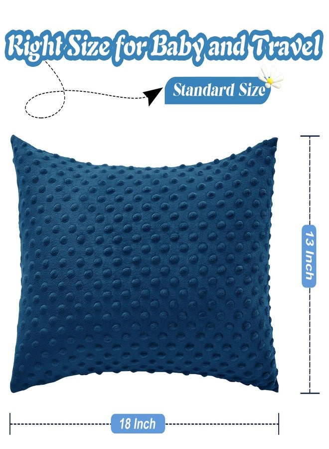 Entisn Toddler Pillowcase 13 x 18 Inch, 2 Pack Minky Dot Toddler Pillow Covers with Zipper Closure, Soft Fleece Pillow Shams for Nursery, Girls, Boys (Navy Blue) - Image 2